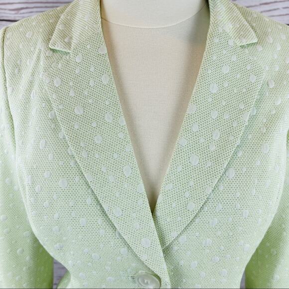 Albert Nipon green skirt suit set with dots - Picture 6 of 14